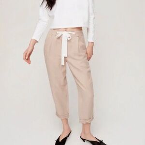 Wilfred Aritzia Allant Pant Beige Linen Cropped Pants Size 2